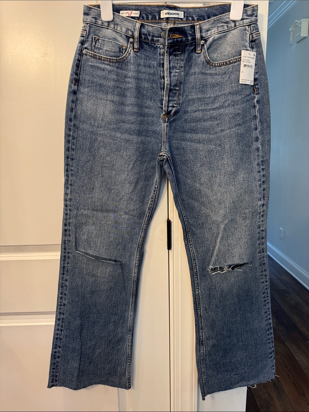 Vigoss Blue Distressed Straight-Leg Jeans